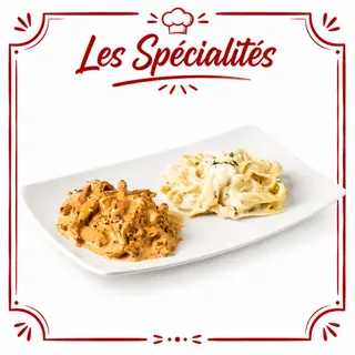  EMINCE DE VOLAILLE A LA CRÈME ET CHAMPIGNONS 