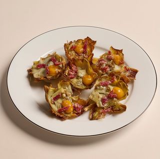 Alcachofas fritas con jamón