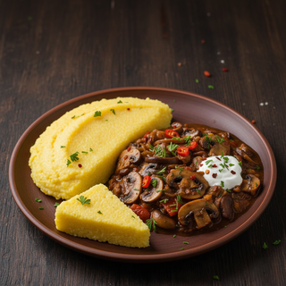 Tocanita de ciuperci cu mamaliguta