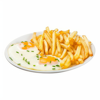 HIUEVOS CON PATATAS FRITAS Y JAMON