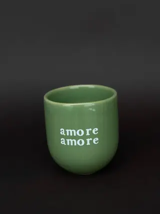 Tazza artigianale in ceramica - Amore amore verde 200 ml