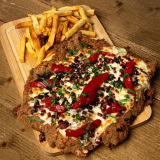 Milanesa De Panceta Y Morrón Con Queso Mozzarella