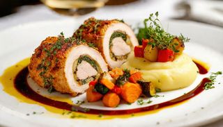 Roulé De Volaille Farci - Servi avec deux Garnitures