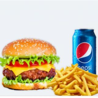 Menú Hamburguesa + Patatas + Pepsi (33 cl.)
