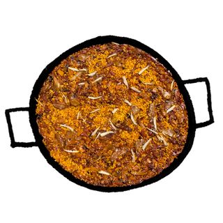 Arroz o fideuá de pato desmigado