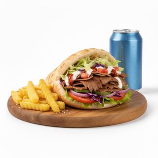 Menù panino kebab con patatine e bibita