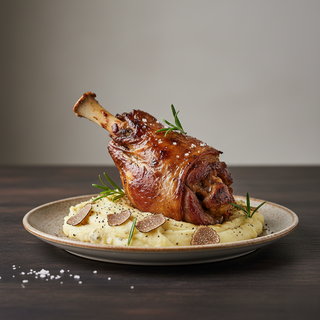 Ciolan de miel la cuptor cu piure de cartofi cu trufe