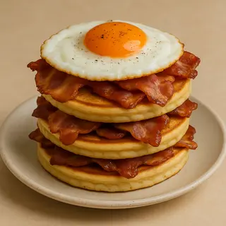 Tortita con bacon y huevo frito