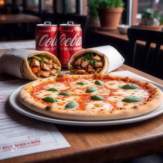 Menú6)1 pizza (28 cm.) + 2 dürüm +Alita 5+ 2 litro