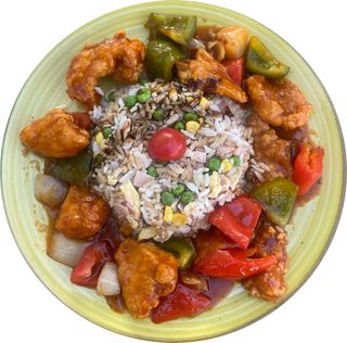 Pui dulce-acrisor cu orez prajit