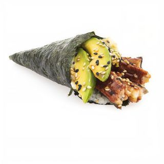 69 Temaki De Anguila Con Aguacate Y Salsa Teriyaki
