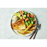 Fish Fillet , Butter Naan, Masala Chips, Creamy Fruit Salad