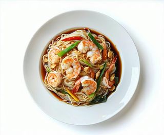 608 Vermicelli di riso saltati con gamberi虾仁炒粉干