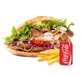 Menú Döner kebab falafel (pan de pita) abierto