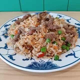 Arroz frito com vaca