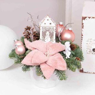 Aranjament de Craciun cu felinar alb