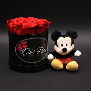 Set Mickey Mouse și Cutie Mică cu Trandafiri