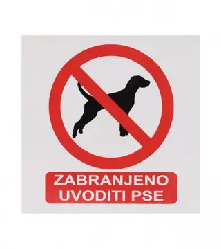(005142) Naljepnica ZABRANJENO UVODITI PSE 19,5x19,5cm M50820