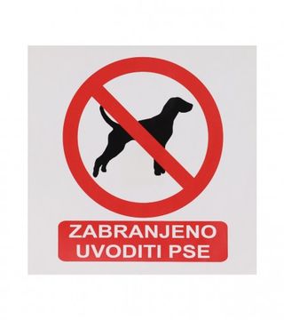(005142) Naljepnica ZABRANJENO UVODITI PSE 19,5x19,5cm M50820