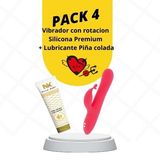 Pack 4 Vibrador Silicona Premium Con Rotacion + Lubricante Piña Colada