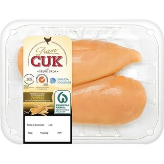 GRAN CUK PECHUGA DE POLLO CERTIFICADO CRIADO CON ALIMENTACIÓN VEGETAL PESO APROXIMADO BANDEJA 450 G
