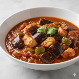 Guiso de berenjenas con sabor a pescado