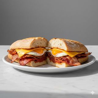 Bocadillo De Bacon, Queso, Huevo Y Sobrasada