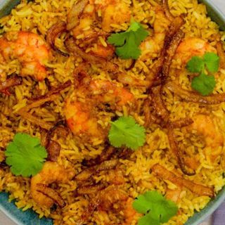 King prawn biryani (gamberoni biryani)