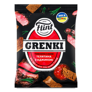 Грінки Flint житні зі смаком «Телятина з аджикою» (100г)