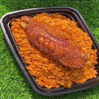 Jollof rice and peppered turkey