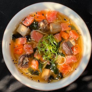 Miso soup with salmon