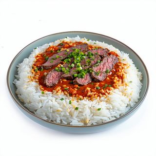 Arroz Blanco Con Ternera A La Casa