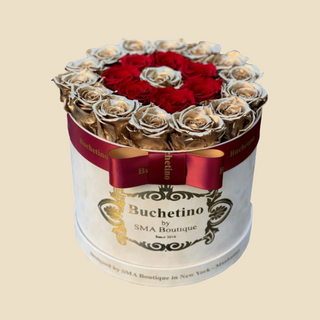Cutie Rotunda Cu Trandafiri Criogenati Rosu Gold