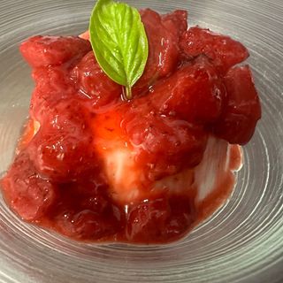 Panna cotta veg, fragole 
