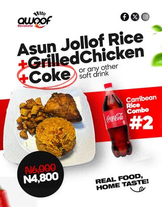 Asun Jollof + Grilled Chicken + Coke