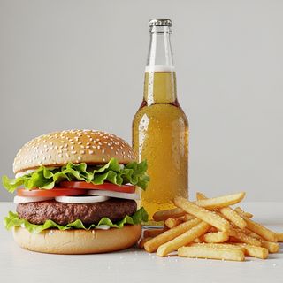Menù hamburger con birra 33 cl