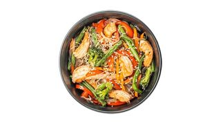 Локшина рисова з креветками