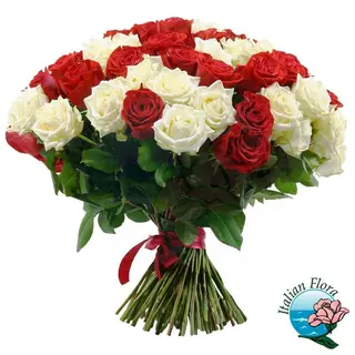 Bouquet di rose bianche e rosse