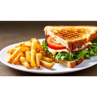 Veg Cheese Grilled Sandwich With Fries