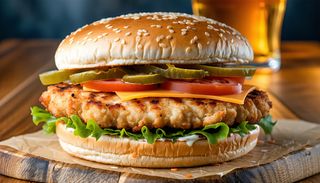 Двоен пилешки бургер