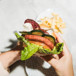 Burger Veggie Yogur con patatas fritas
