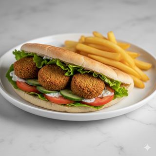 Pita Falafel (4 Uds.) Con Patatas Fritas
