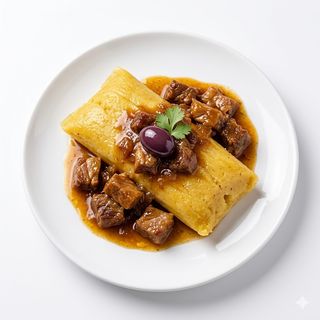 Humita Y Cerdo Guisado