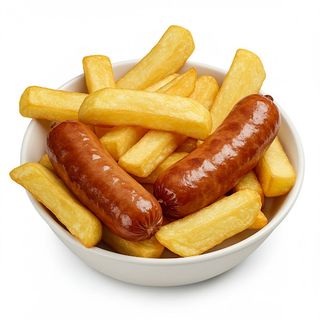 Half Chips plus a pair of sausage