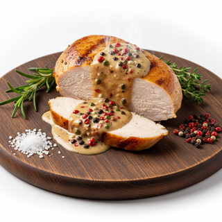 Petto di tacchino con salsa al pepe colorato