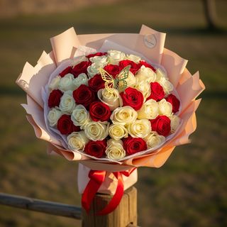 Bouquet Duo Rouge & Blanc – 35 Roses