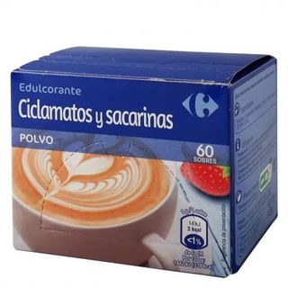 Edulcorante Climatos Y Sacarinas En Polvo Carrefour 60 Ud.