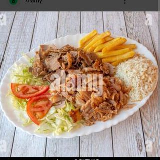 Menu riso bianco con kebab