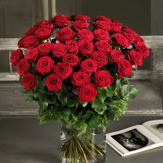 20 roses avec vase lux