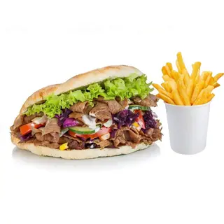 Pita Solo Carne Y Patatas Fritas